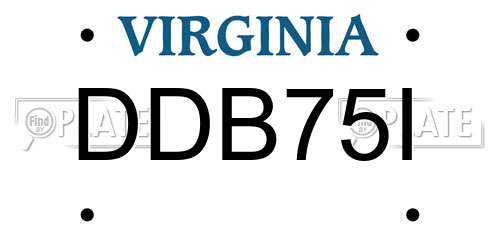 DDB75I Virginia License Plate