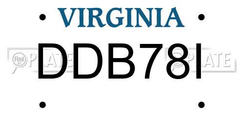 DDB78I Virginia License Plate