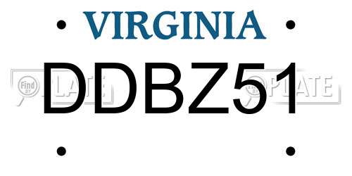DDBZ51 Virginia License Plate