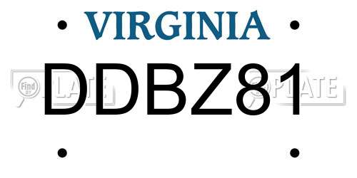 DDBZ81 Virginia License Plate