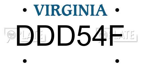 DDD54F Virginia License Plate