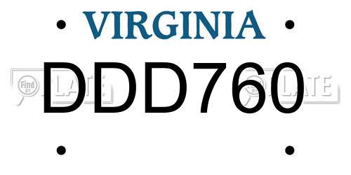DDD760 Virginia License Plate