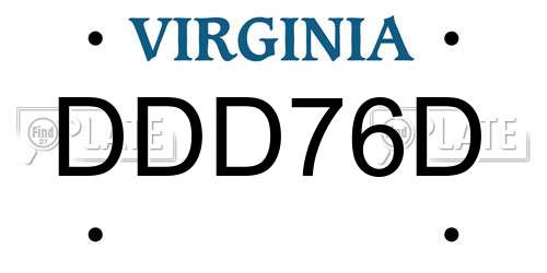 DDD76D Virginia License Plate