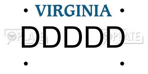 DDDDD Virginia License Plate