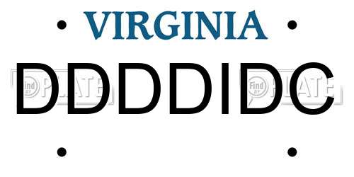 DDDDIDC Virginia License Plate