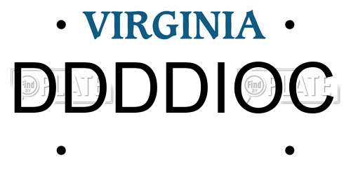 DDDDIOC Virginia License Plate