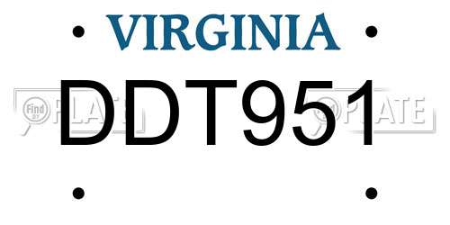 DDT951 Virginia License Plate
