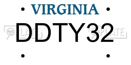 DDTY32 Virginia License Plate