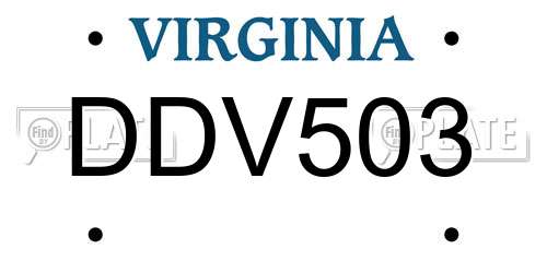 DDV503 Virginia License Plate