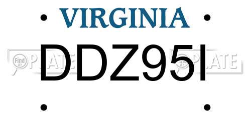 DDZ95I Virginia License Plate