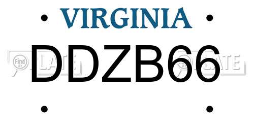 DDZB66 Virginia License Plate