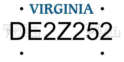 DE2Z252 Virginia License Plate