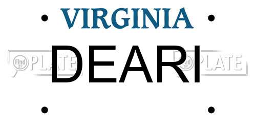 DEARI Virginia License Plate