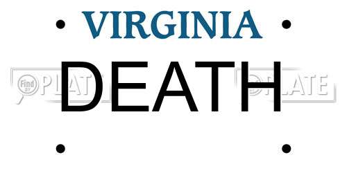 DEATH Virginia License Plate