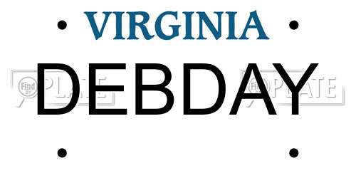 DEBDAY Virginia License Plate
