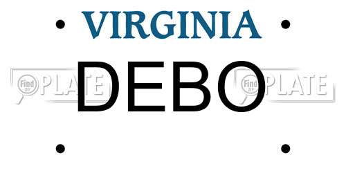 DEBO Virginia License Plate