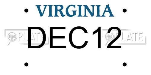 DEC12 Virginia License Plate
