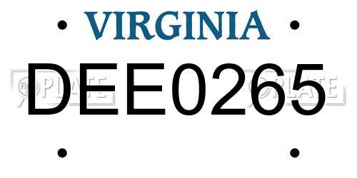 DEE0265 Virginia License Plate