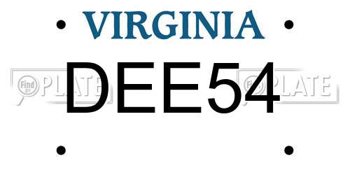 DEE54 Virginia License Plate