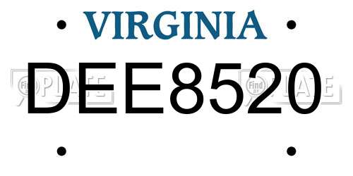 DEE8520 Virginia License Plate