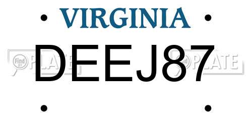 DEEJ87 Virginia License Plate