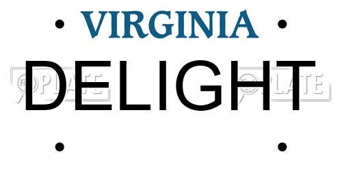 DELIGHT Virginia License Plate