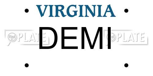 DEMI Virginia License Plate