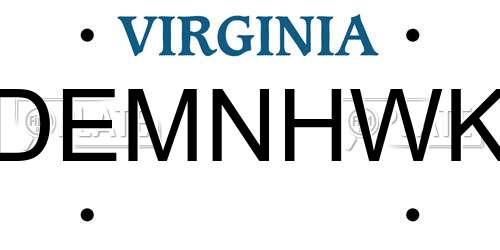 DEMNHWK Virginia License Plate