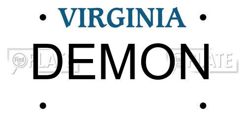 DEMON Virginia License Plate