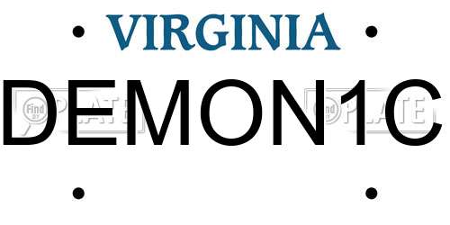 DEMON1C Virginia License Plate
