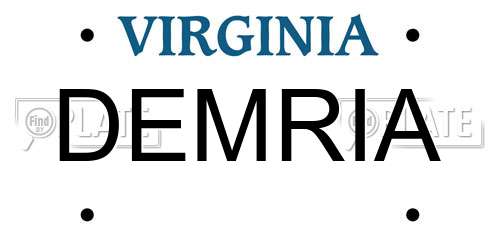 DEMRIA Virginia License Plate