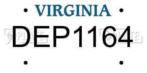 DEP1164 Virginia License Plate