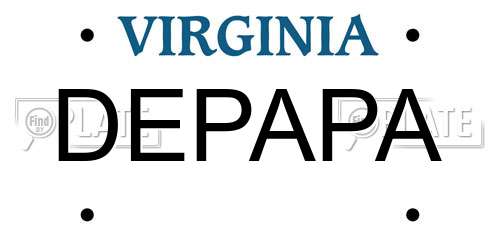 DEPAPA Virginia License Plate