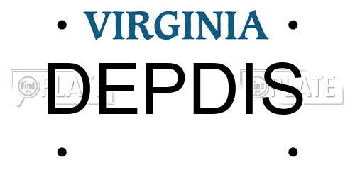 DEPDIS Virginia License Plate