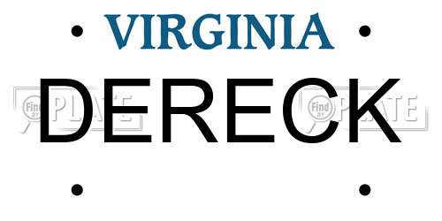 DERECK Virginia License Plate
