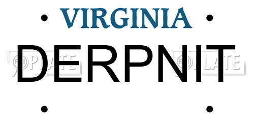 DERPNIT Virginia License Plate