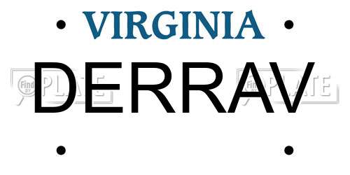 DERRAV Virginia License Plate
