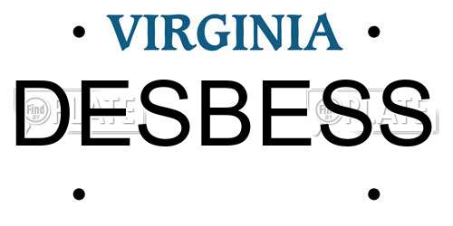 DESBESS Virginia License Plate