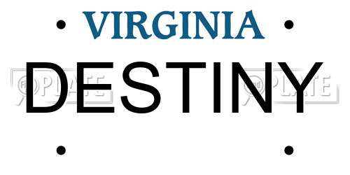 DESTINY Virginia License Plate