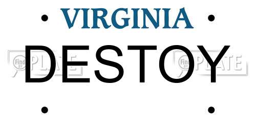 DESTOY Virginia License Plate