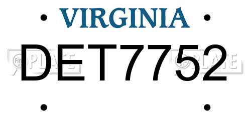 DET7752 Virginia License Plate