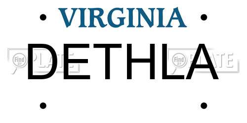 DETHLA Virginia License Plate