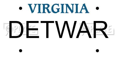 DETWAR Virginia License Plate
