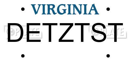 DETZTST Virginia License Plate