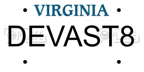 DEVAST8 Virginia License Plate