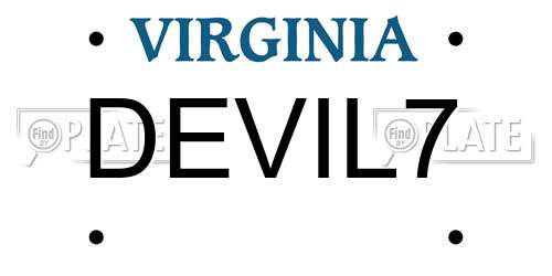 DEVIL7 Virginia License Plate