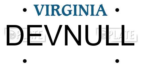 DEVNULL Virginia License Plate
