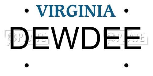 DEWDEE Virginia License Plate