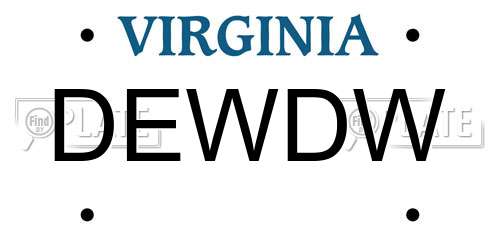 DEWDW Virginia License Plate