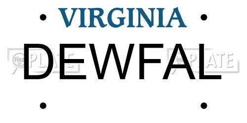 DEWFAL Virginia License Plate
